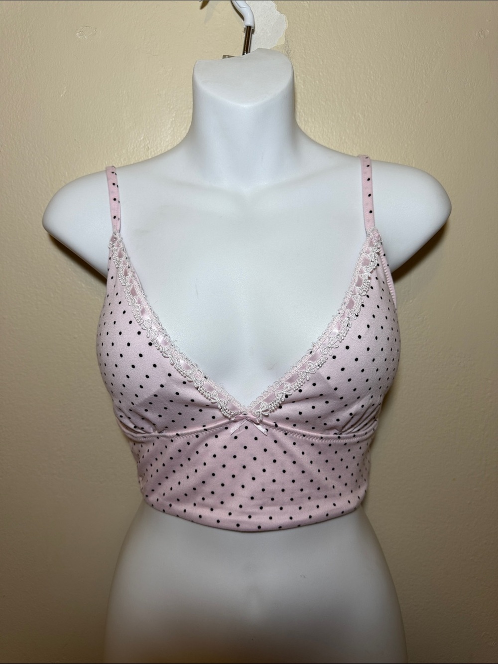 Laura Ashley Pink Polka Dot Lace-Trim Bralette